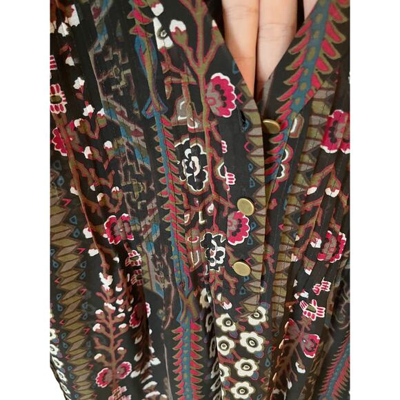 VERONICA BEARD Lowell Blouse Floral Paisley Black Brown Sheer Top Long Sleeves 4 - Picture 9 of 10